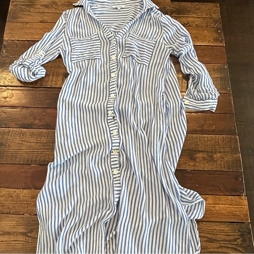 Blue Island Navy and Cream Striped Top